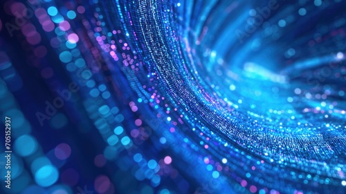 Fototapeta Naklejka Na Ścianę i Meble -  digital datastream particles with flowing energy and bokeh background