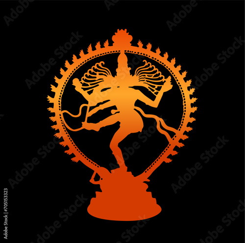 Shiva Nataraj vector icon with worm color on black background.