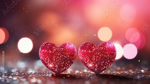 red hearts and bokeh lights