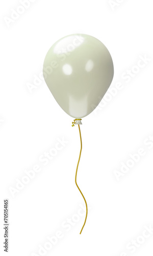 3D render white balloon for Patrick's Day party. Realistic inflatable element for birthday, carnival, festival, celebrations, anniversary. Flying helium vector object template for greeting card.