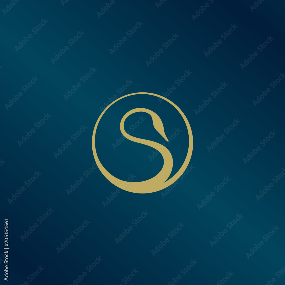 Swan in Circle abstract Logo design vector template Linear style. Golden bird Luxury Jewelry Fashion Cosmetics Logotype concept icon. Swan in Circle abstract Logo design vector template Linear style. Golden bird Luxury Jewelry Fashion Cosmetics Logotype concept icon.