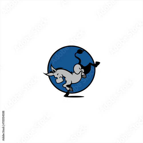 Angry donkey kick. Vector clip art illustration