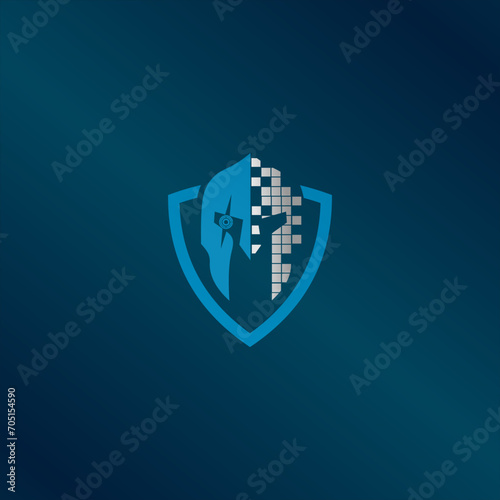 Modern spartan tech logo illustration design for your company or business