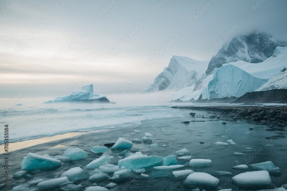 iceberg and coast landscape background