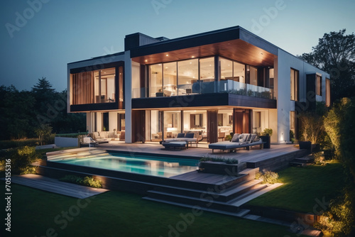modern luxury residential house in night © Magic Art