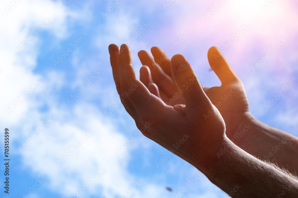Jesus Christ concept open arms of praying person Jesus Christ concept open arms of praying person
