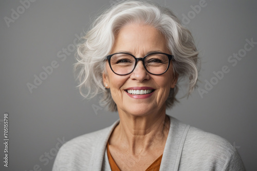 portrait of a old woman white hair and glasses