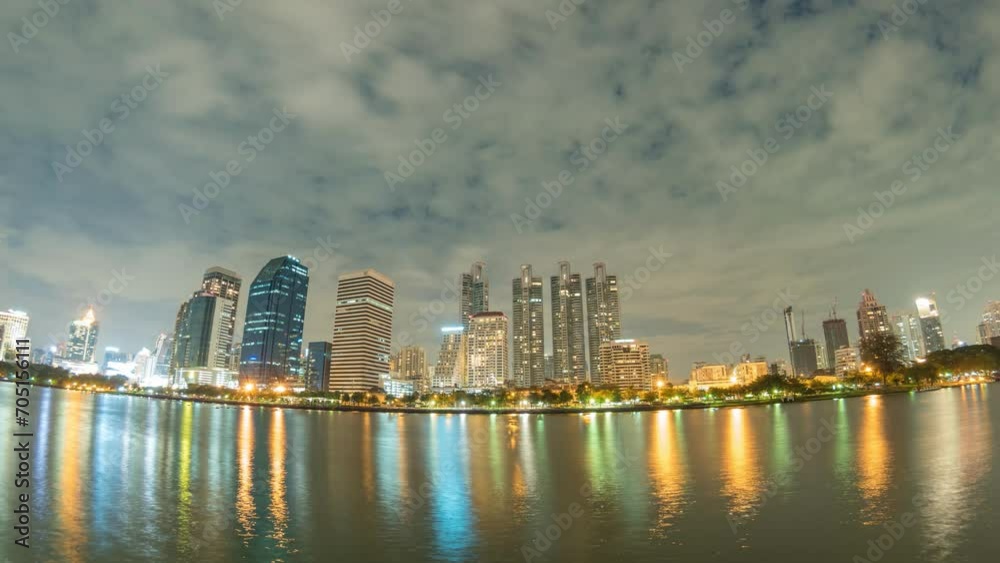 Bangkok city skyline day to night timelapse at Benjakitti Garden, Thailand 4K time lapse Bangkok city skyline day to night timelapse at Benjakitti Garden, Thailand 4K time lapse