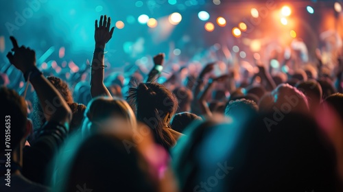 Vibrant Concert Scene with Fans Dancing and Enjoying Live Music Performance
