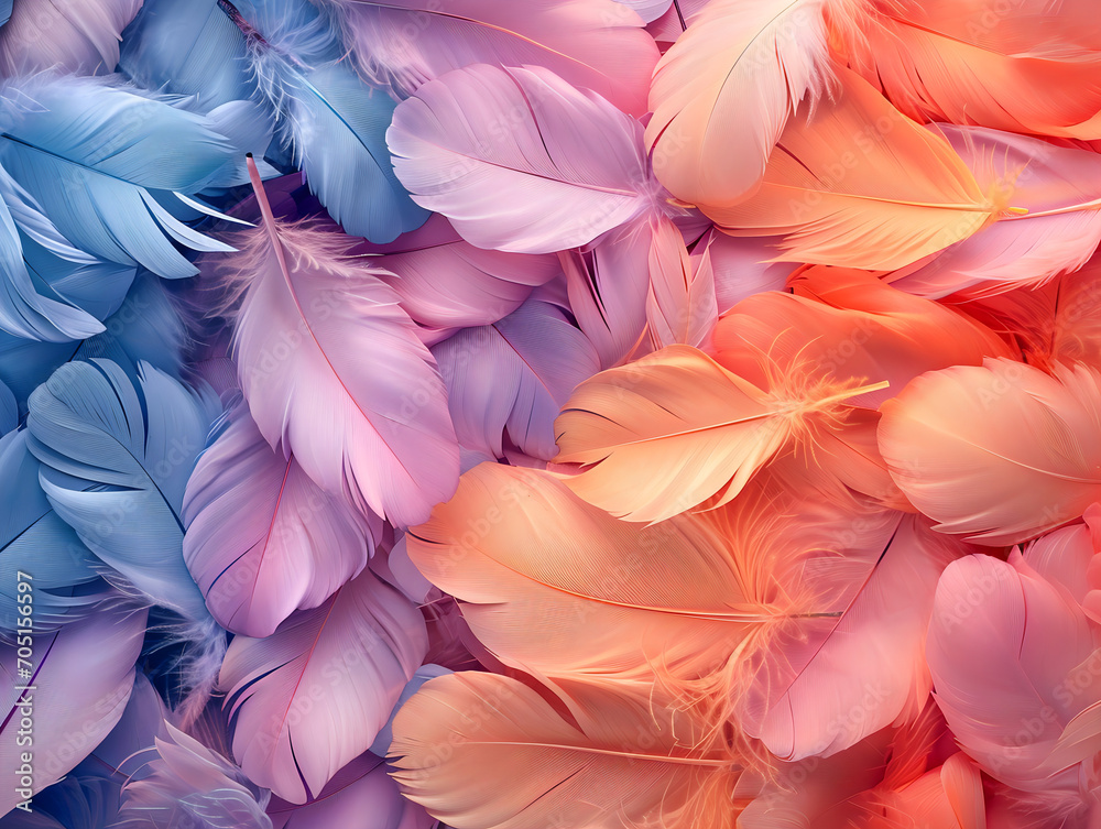 colorful feathers background pattern, pastel colors