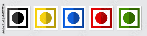 Veg Non-veg food indication dots set with pure chemical, egg food, medical, veg and non-veg indication in different colors. Veg Non-Veg dot minimal icons. Colorful veg and non-veg symbol. Vector Icon