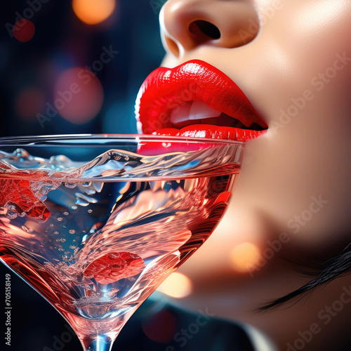 Close-up of a woman tasting cocktails. Photo created using the Image Creator neural network from Microsoft Designer