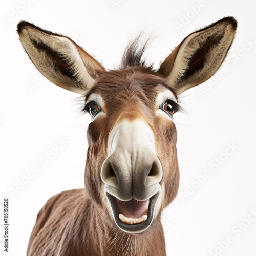 Mule Portraite of Happy surprised funny Animal head peeking Pixar Style 3D render Illustration