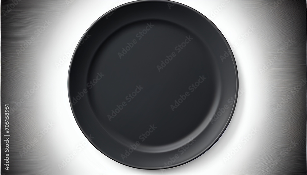 Top view isolated dark-colored empty round plate Top view isolated dark-colored empty round plate