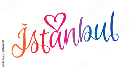 gradient istanbul word and heart. istanbul word and heart symbol concept photo