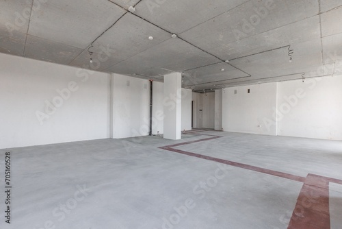 interior of the apartment without decoration in gray colors. rough finish