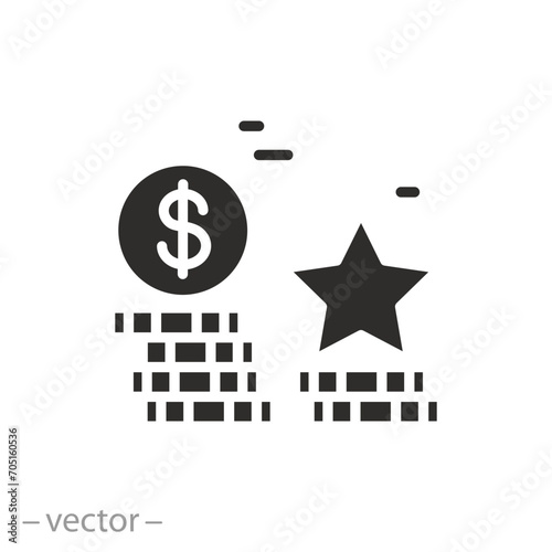 bonus or loyalty program icon, star money, flat symbol - vector illustration