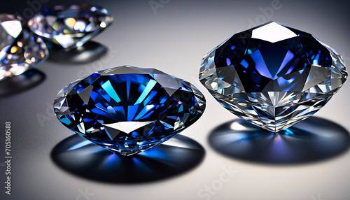 Blue diamond and white diamonds jewellery design   luxury diamonds background  sapphire gemstone  macro diamonds  Modern Jewelry