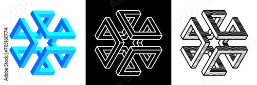 Abstract minimal shape. Isolated geometric designs. Impossible shape. Optical illusion. Vector illustration.