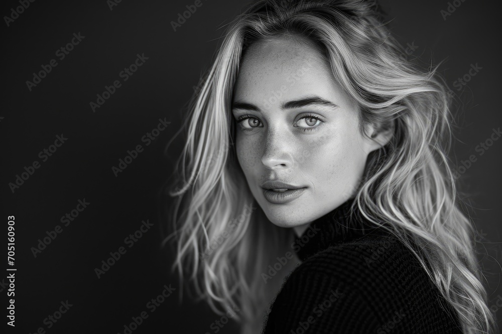 Timeless black and white portrait of a blonde Timeless black and white portrait of a blonde