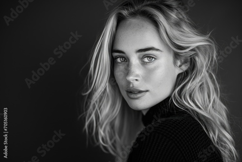 Timeless black and white portrait of a blonde