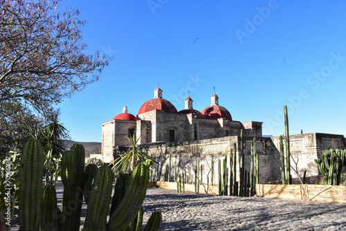 Ancient Ruins Site of Mitla Oaxaca Mexico, Elaborate fretwork found in old ruins in Oaxaca, Mexico. Intricate stone detail found in the archaeological site of Mitla, Archeological Tourist Site