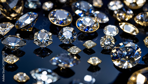 Blue diamond and white diamonds jewellery design   luxury diamonds background  sapphire gemstone  macro diamonds  Modern Jewelry