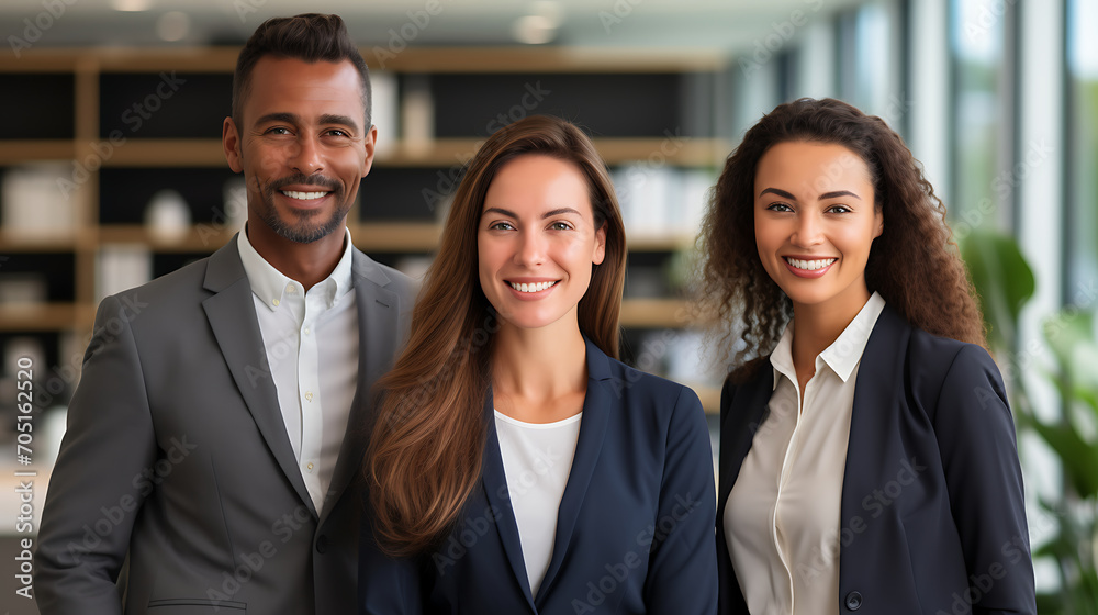Portrait of smiling business people in office. Multiethnic business team portrait. Portrait of smiling business people in office. Multiethnic business team portrait.