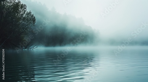 Fotografia Dark mist fogy forest swamp nature wallpaper background