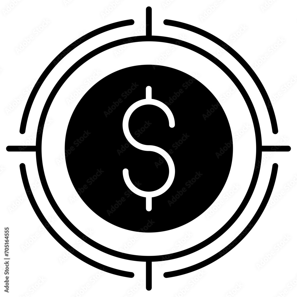 Dollar Target solid glyph icon Dollar Target solid glyph icon