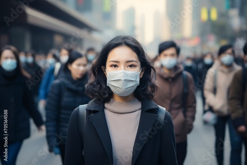young asian woman wearing a protective mask