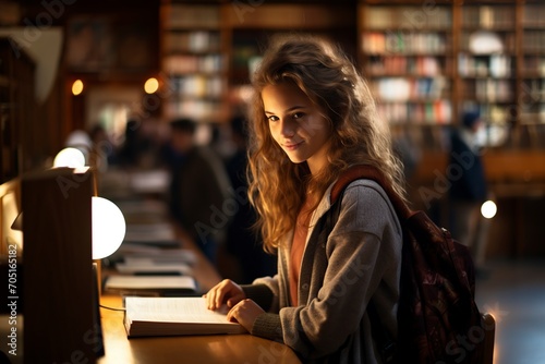 young student looking for books in the bookstore