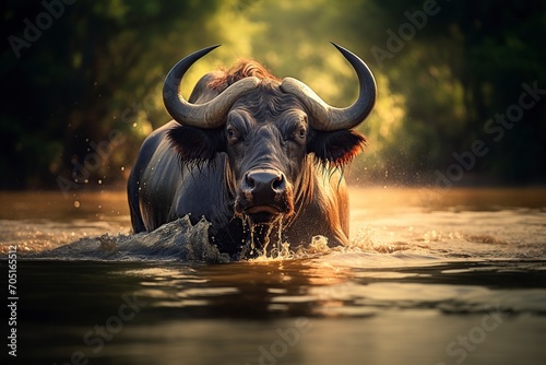 in the beautiful jungle an buffalo in the river © Jorge Ferreiro