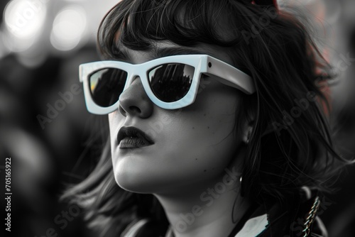 A Stylish Rocker Girl Dons Black And White Sunglasses