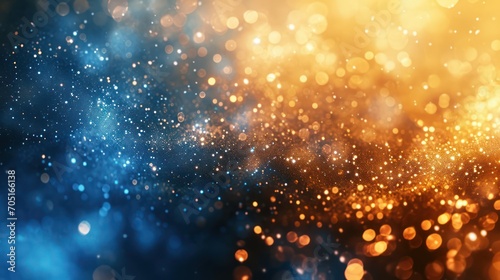 Luxurious background showcasing a blend of golden and blue tones, embellished with sparkles.
 photo