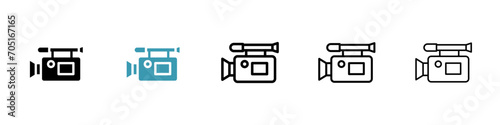 Cinematography Camera Vector Icon Set. Movie and film videography camcorder vector symbol for UI design. photo