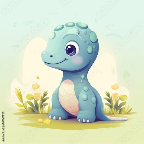 Cute little Apatosaurus. Cartoon style illustration for kids and babies.