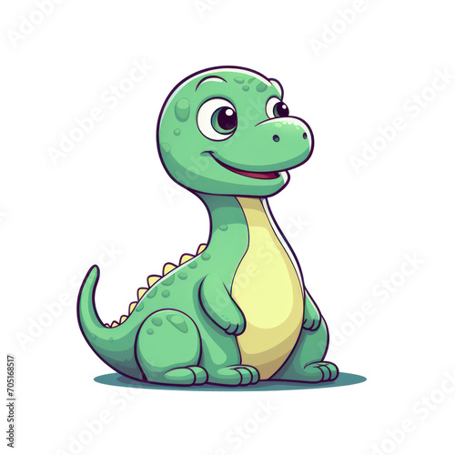 Cute little Brontosaurus isolated. Cartoon style illustration for kids and babies.