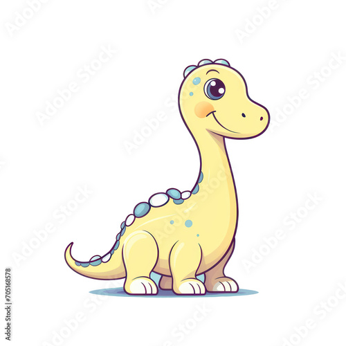 Cute little Diplodocus isolated. Cartoon style illustration for kids and babies.