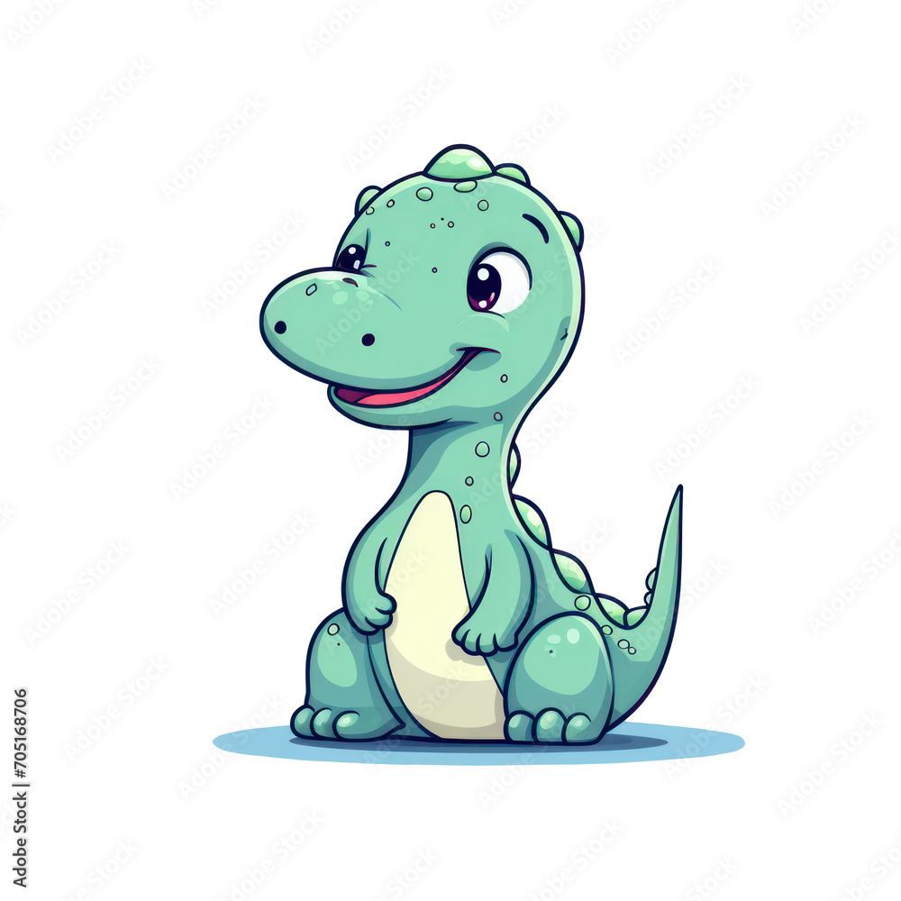 Naklejka premium Cute little Diplodocus isolated. Cartoon style illustration for kids and babies.