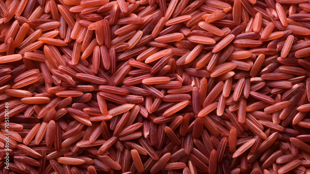 Macro image of red rice pile isolated