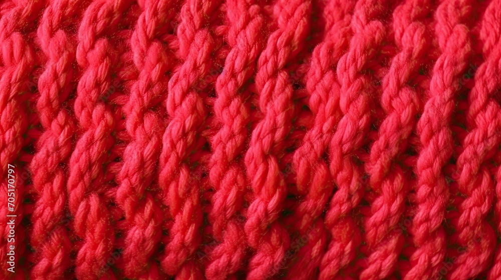 Knitted texture of red wool threads close-up. Texture of a red knitted sweater. Realistic large red knitting 3D background. Collection of knitted backgrounds. Generative ai. Knitted texture of red wool threads close-up. Texture of a red knitted sweater. Realistic large red knitting 3D background. Collection of knitted backgrounds. Generative ai.