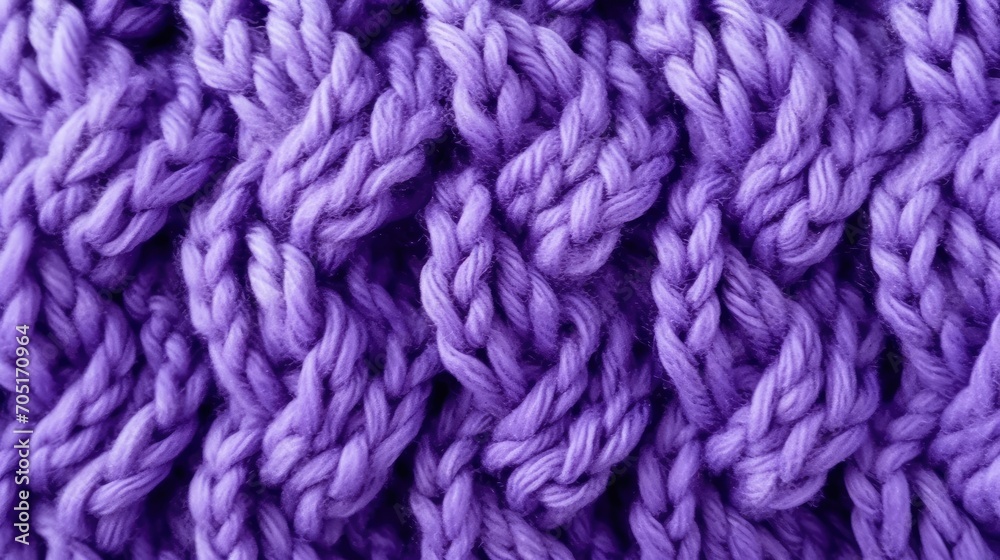 Knitted texture of purple wool threads close-up. Texture of a purple knitted sweater. Realistic large purple knitting 3D background. Collection of knitted backgrounds. Generative ai. Knitted texture of purple wool threads close-up. Texture of a purple knitted sweater. Realistic large purple knitting 3D background. Collection of knitted backgrounds. Generative ai.