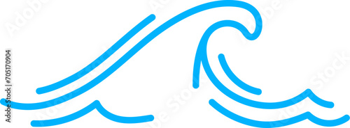 Wave line icon, sea and ocean water ripple or surf swirl splash, outline vector. Wave of water flow and sea tide or ocean beach wavy ripple curve in blue line, tidal storm wave or river stream