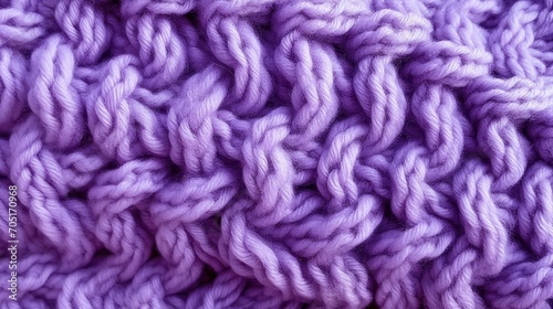 Knitted texture of purple wool threads close-up. Texture of a purple knitted sweater. Realistic large purple knitting 3D background. Collection of knitted backgrounds. Generative ai. 
