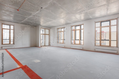 interior of the apartment without decoration in gray colors. rough finish