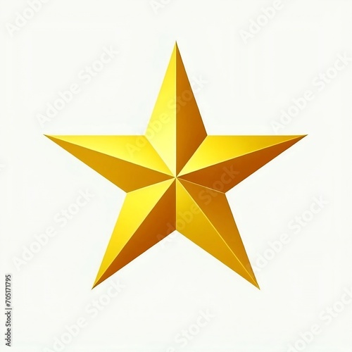 Estrella amarilla en 3d sobre fondo blanco