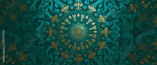 Arabic pattern green background. Arabic texture photo