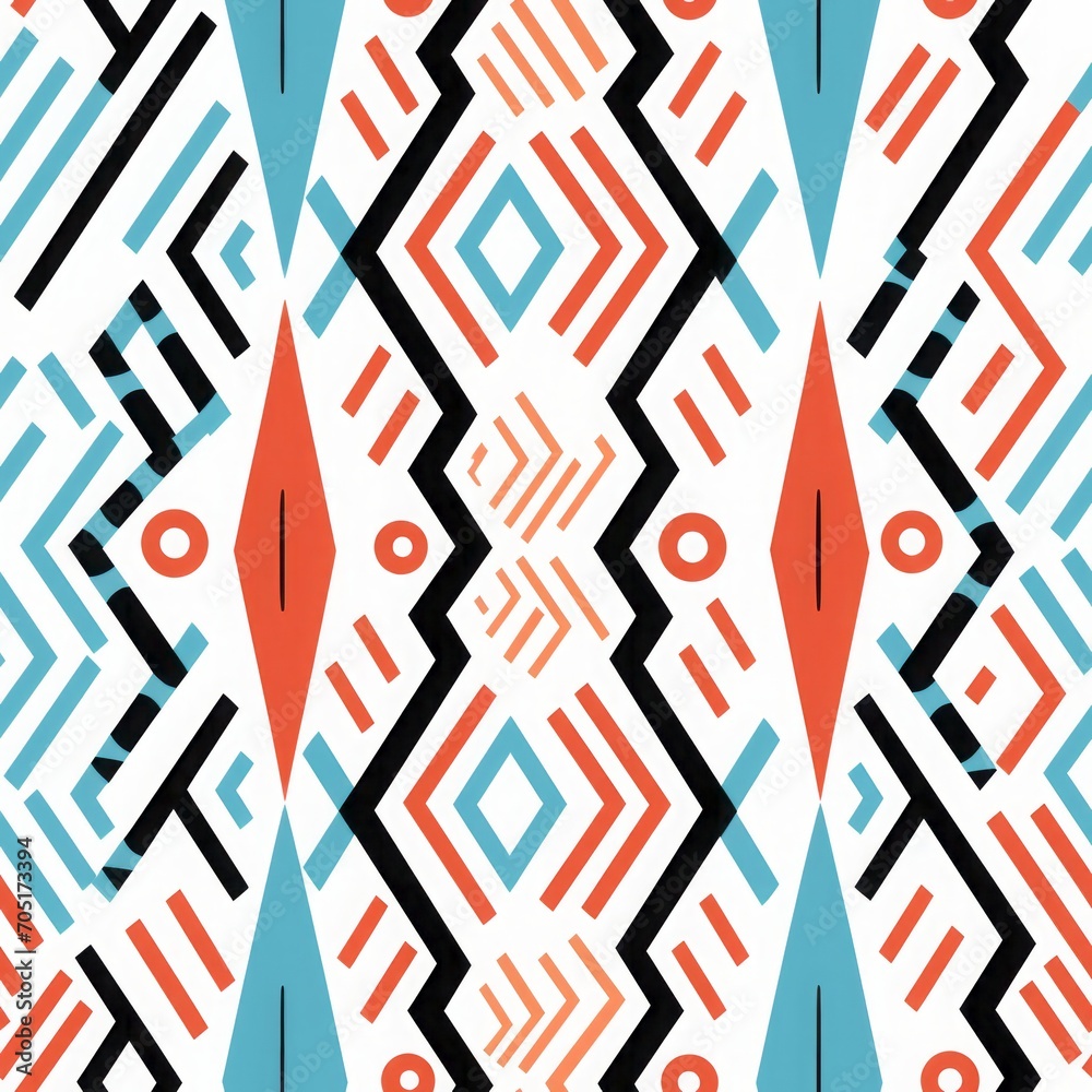 Aztec boho seamless pattern in tribal style. Ethnic geometric background with colorful lines and shapes. Traditional print design for textile, banner, wallpaper, fashion, home decor Aztec boho seamless pattern in tribal style. Ethnic geometric background with colorful lines and shapes. Traditional print design for textile, banner, wallpaper, fashion, home decor
