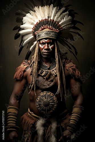 young zulu warrior performing a traditional dance photo